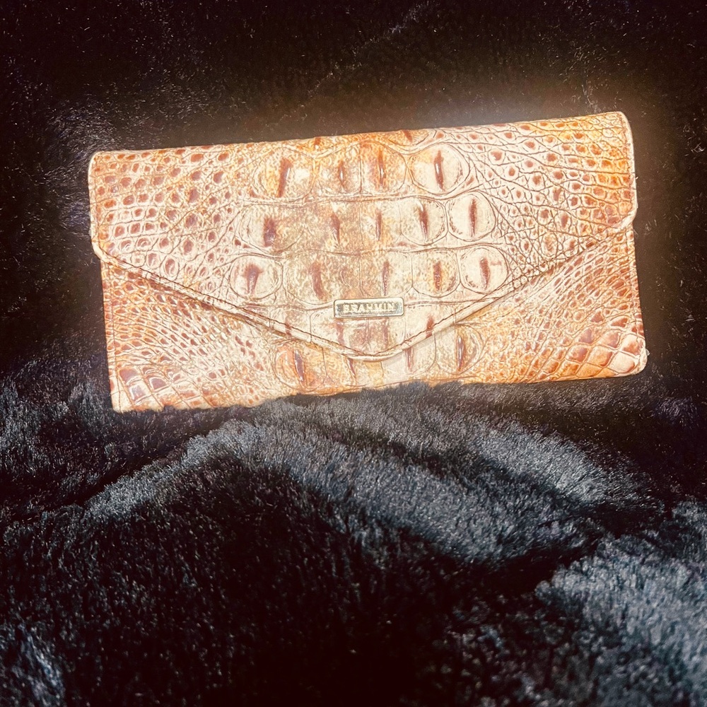 Brahmin Brown Crocodile-Embossed Wallet
